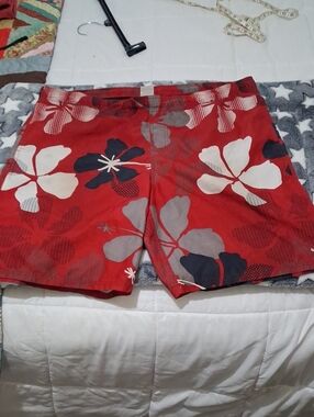 Men's Niki Red Floral Swim Shorts Sz Xl